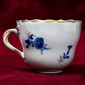 Коллекционная Фарфоровая Кофейная пара «Голубые цветы», MEISSEN / МЕЙСЕН Германия 50 гг.