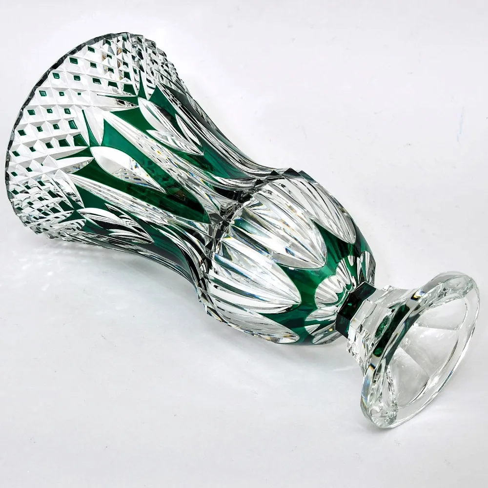 Редкость! Ваза на ноге Зелёного Цвета, Хрусталь VAL SAINT LAMBERT Бельгия 50гг.