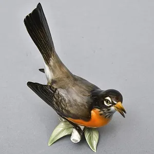 Коллекционная Фарфоровая статуэтка «Птица - Американский дрозд», Hutschenreuther Германия. 