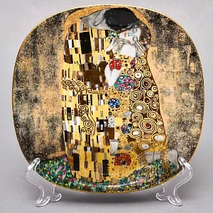 Коллекционная Тарелка «Шедевры Густава Климта. ПОЦЕЛУЙ», Фарфор Lilien Porzellan Австрия, 1990 год. 