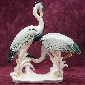 Птицы - Фарфоровая статуэтка «Цапли», Карл Энс / Karl Ens,  Германия, 50-е годы ХХ века.