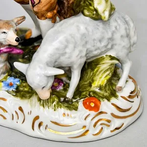 Коллекционные Парные Фарфоровые статуэтки «Пастух и Пастушка. Игра на волынке», Karl Klette Германия.