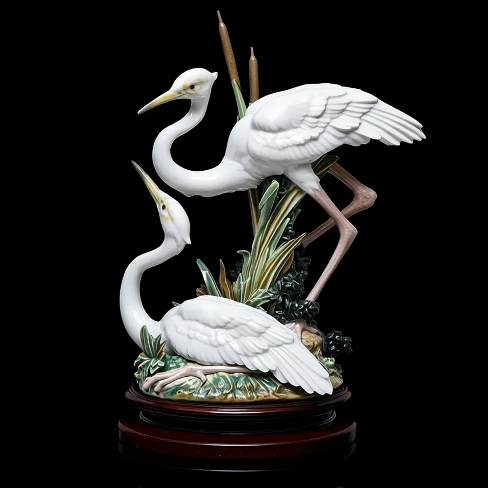 Редкость! Авторская Фарфоровая статуэтка «Две цапли на болоте», Lladro Испания, 1990 - 2004 годы.