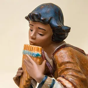 Большая Коллекционная Фарфоровая статуэтка «Юноша играющий на флейте», серия Грес Lladro Испания -1986г.