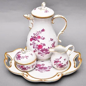 Фарфоровый Чайный Сервиз «Индийские цветы» на 6-ть персон, MEISSEN / МЕЙСЕН Германия. 