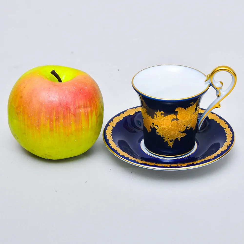 Коллекционная Кофейная Пара «Золотые Птицы», Фарфор KAISER Германия.