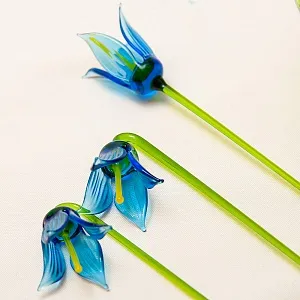 Авторская Стеклянная Статуэтка «Цветы КОЛОКОЛЬЧИКИ», Цветное стекло, Россия.