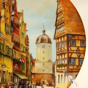 Коллекционная Тарелка «Королевские ворота в Эттингене» Фарфор VOHENSTRAUSS, Германия -1989 год.