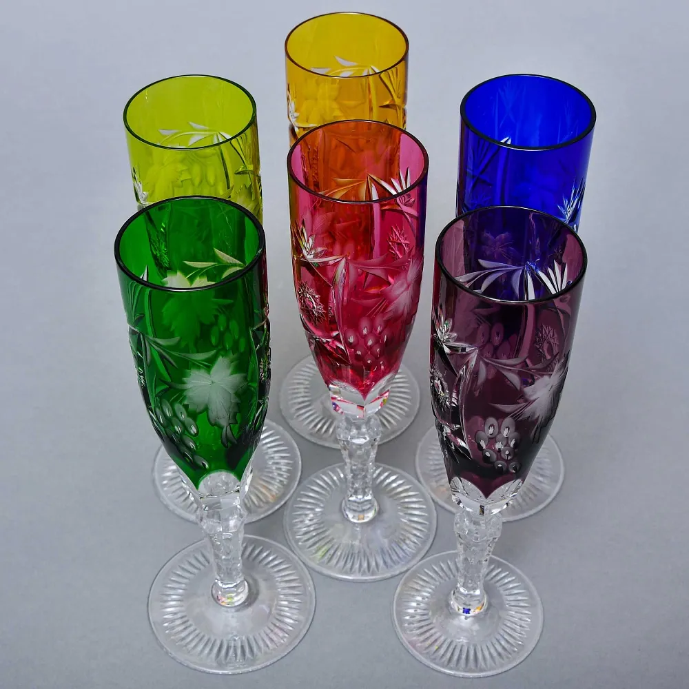 Бокалы для Шампанского из Цветного Хрусталя «Виноград», NACHTMANN Германия, 60 -е годы ХХ века.