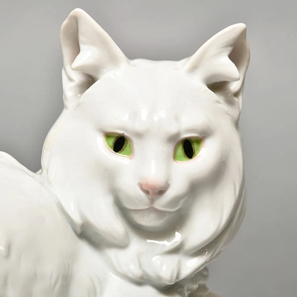 Антикварная Фарфоровая статуэтка «Белая кошка», ROSENTHAL Германия - 1926 год.