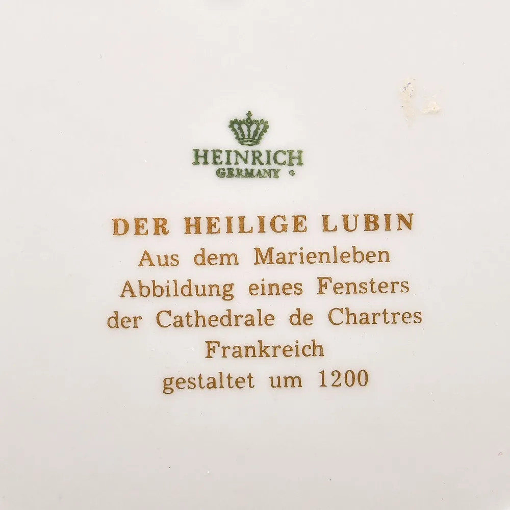 Коллекционная Тарелка «Витражи Шартрского Собора. Святой», Фарфор Heinrich Германия. 