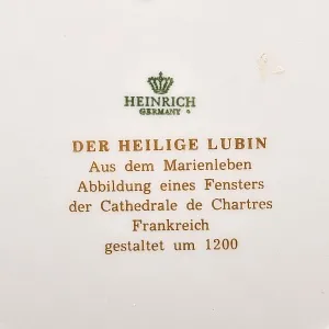 Коллекционная Тарелка «Витражи Шартрского Собора. Святой», Фарфор Heinrich Германия. 