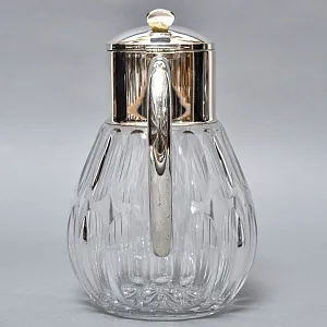 Винтажный Хрустальный  Графин - Кувшин на 3 литра с Колбой для льда, Silverplated Германия. 