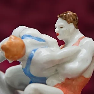 Авторская Коллекционная Фарфоровая Статуэтка «Борцы», ДФЗ Дулево СССР -1959 год. 