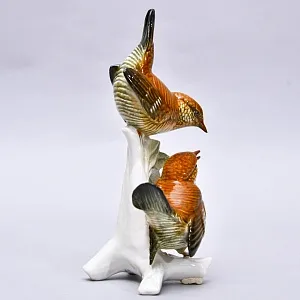 Фарфоровая Статуэтка «Пара Птиц - Крапивники», Карл Энс / Karl Ens Германия, середина ХХ века.