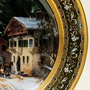 Большое Коллекционное Блюдо - Тарелка «Почтовая станция в горах» Фарфор KAISER Германия.