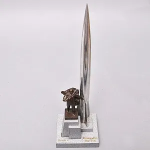 Настольный Сувенир - Памятный Подарок - «Циолковский - Ракета - Космос» Металл, СССР - 70 гг.