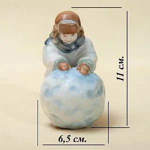 Авторская Коллекционная Фарфоровая Статуэтка «Снежный Ком», Дулёво Россия.
