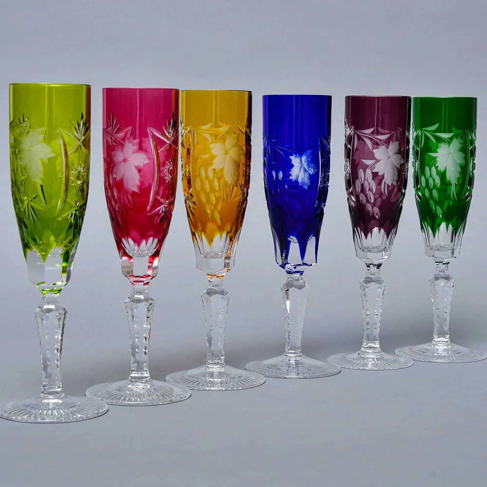 Бокалы для Шампанского из Цветного Хрусталя «Виноград», NACHTMANN Германия, 60 -е годы ХХ века.