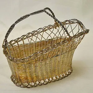 Винтажная Подставка «Корзинка» для Бутылки Вина, Silverplate, Франция, 60 -е годы ХХ века.