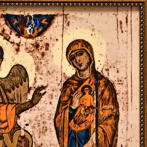 Редкость! Фарфоровая Икона - Картина - Пласт «УСТЮЖСКОЕ БЛАГОВЕЩЕНИЕ», Villeroy&Boch Германия.