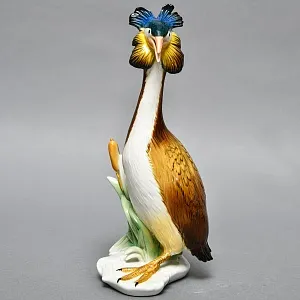 Редкость!  Птица - Большая Фарфоровая статуэтка «Чомга - Поганка» Карл Энс / Karl Ens, Германия -50 гг.