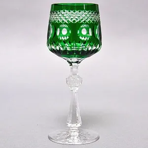 Хрустальный Бокал для вина серия «Monaco» зелёного цвета, JOSEPHINENHUTTE Германия, 50-е годы ХХ века. 