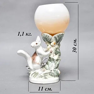 Фаянсовая Настольная Лампа - Светильник «Белка» СССР ЗиК Конаково - 1958 год.