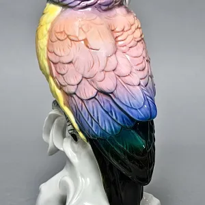 Большая Фарфоровая Статуэтка Птицы «Розовый Какаду» Н-36 см., Karl Ens Германия, первая половина ХХ века.