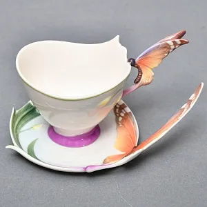 Авторский Фарфоровый Чайный сервиз «Бабочки и стрекозы» на 4 персоны, Franz Collection Тайвань.