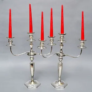 Пара Больших Антикварных Канделябров Подсвечников Silverplated, SHEFFIELD Англия начало ХХ век.