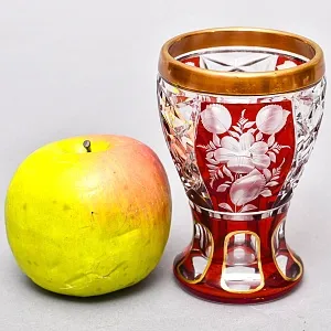 Рубиновый Хрусталь - Винтажная Вазочка - Кубок, Egermann, Богемия, Чехия 50гг.