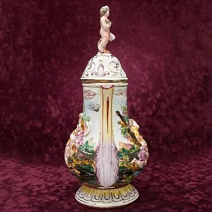 Большой Декоративный Кувшин - Ваза «Райский Сад», Фаянс Capodimonte / Каподимонте Италия Н-53 см.