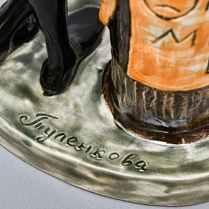 Большая Фаянсовая Статуэтка «Цирк - Клоун мим», Конаковский Фаянс.