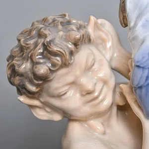 Коллекционная Фарфоровая статуэтка «Фавн с попугаем», Royal Copenhagen Дания, 50-е годы.