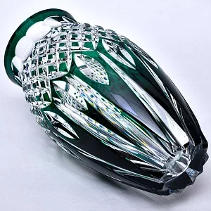 Класическая Хрустальная Ваза зелёного цвета, VAL SAINT LAMBERT, Бельгия.