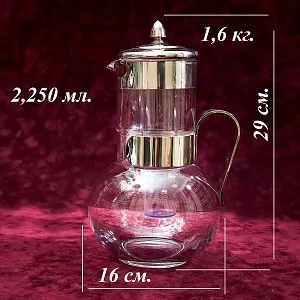 Винтажный Стеклянный Графин - Кувшин - Декантер с Колбой для льда. Англия, на 2.2 литра.