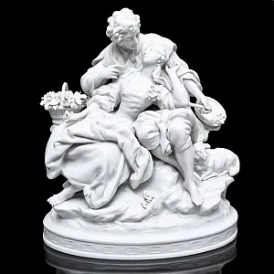 Антикварная Фарфоровая статуэтка «Влюбленная пара», VOLKSTEDTER Германия, первая половина ХХ века.