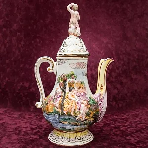 Большой Декоративный Кувшин - Ваза «Райский Сад», Фаянс Capodimonte / Каподимонте Италия Н-53 см.