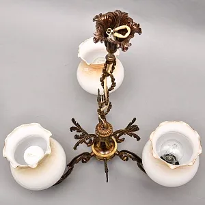 Винтажная Электрическая Бронзовая Трёх рожковая Люстра, СССР 70 -е гг. 