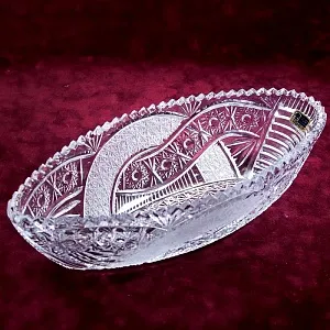 Конфетница - Ваза «Лодочка» Хрусталь, LAUSITZER GLASWERKE, Германия 60-е гг.