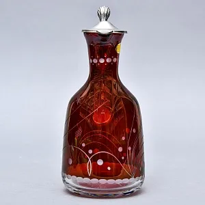 «Рубиновый Хрусталь» - Кувшин - Графин с оловянной крышкой, Ручной работы, Германия, 60 гг.