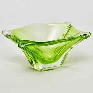 Хрустальная Вазочка - Орешница - Мелочевница «Изумрудная зелень», VAL SAINT LAMBERT Бельгия.