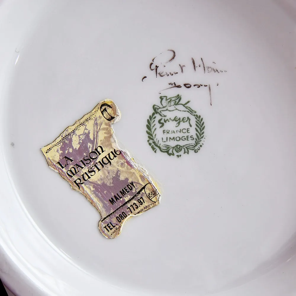 Антикварное Фарфоровое Кашпо или Ваза c ручками «Цветочная гирлянда», Limoges Франция.