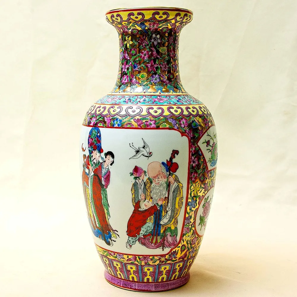 Винтажная Фарфоровая Ваза «КИТАЙСКИЕ МУДРЕЦЫ», Н -36см, Старый Китай -70-е годы ХХ века.
