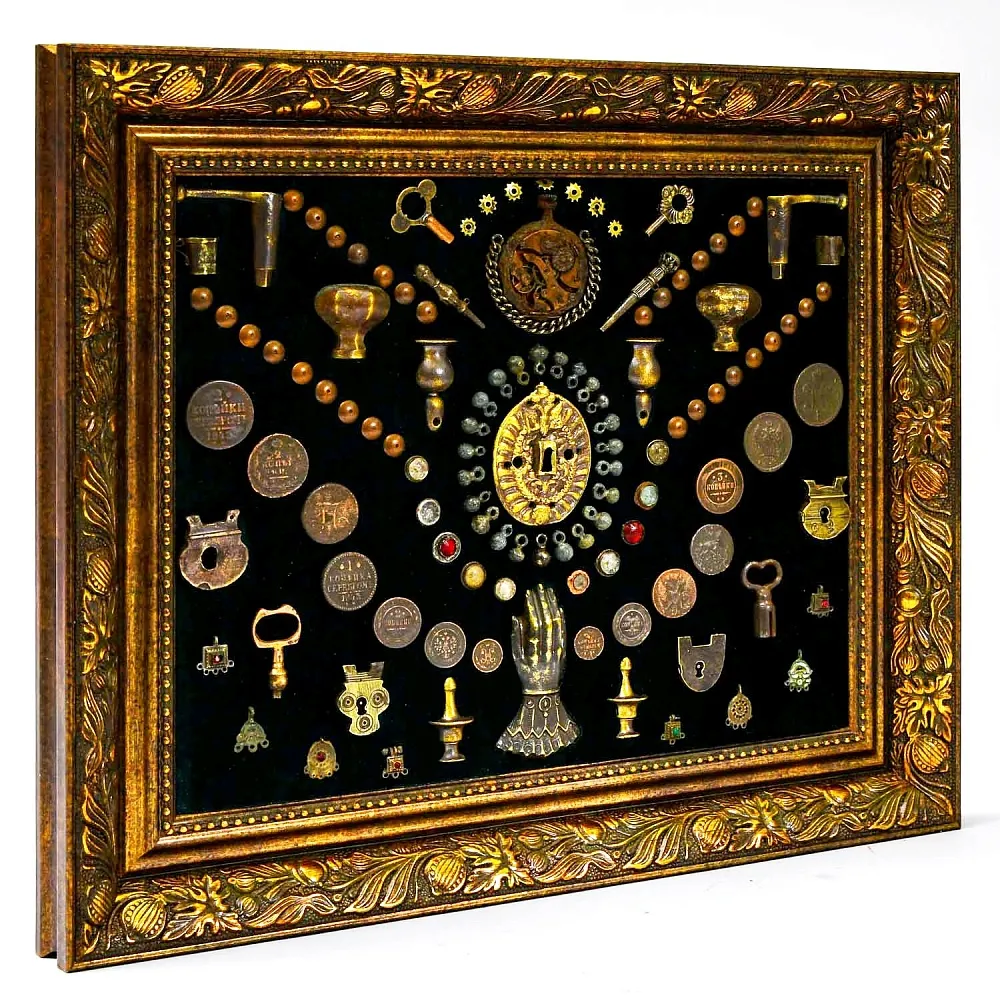 Настенное Коллекционное Панно - Картина «Старинная Мелочёвка». Россия конец XIX  начало ХХ века.