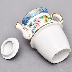 Антикварный Заварочный Чайник на подставке «Цветочная гирлянда», Франция - первая половина ХХ века.