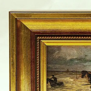 Картина - Пейзаж - Миниатюра «Водная переправа - Брод», Доска, Масло, Германия 80 -е ХХ века. 