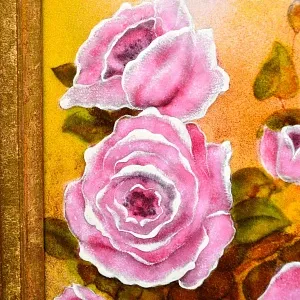 Авторская Эмаль - Картина - Натюрморт «Розовый Букет», Металл, Эмаль Германия -1983 год.