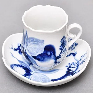 Коллекционная Фарфоровая Кофейная пара «Голубые орхидеи», MEISSEN Германия, середина ХХ века. 